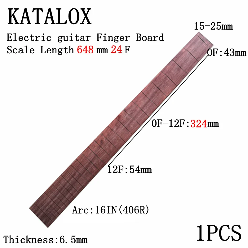 Scale Length648mm24F Katalox для электрогитары, акустическая гитара, Классическая гитара, стандарт 650 мм, Длина аккорда, гриф, деревянная гитара, материал для изготовления - Цвет: Scale Length648mm24F