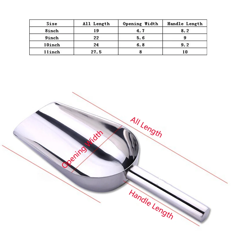 8 11 дюймов нержавеющая сталь скребок для льда еда мука бобы кофейные совки