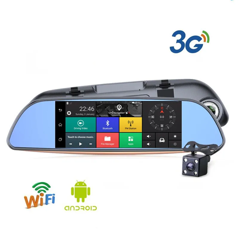 7 дюймов Автомобильное зеркало заднего вида gps dvr рекордер Android 5,0 wifi BT AVI 3g net 16 Гб ips Разрешение 1280x700