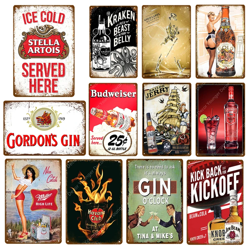 Ледяной холод Стелла артоис Миллер Smirnoff винтажные металлические вывески Budweiser
