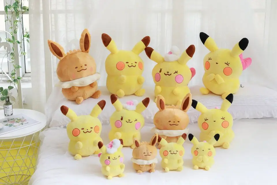 Q версия каваи Пикачу eevee плюшевые игрушки прекрасный мультфильм мягкие диван подушка кукла милый подарок для девочки подарок на день детей