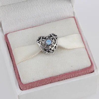 October Сентября 925 стерлингового серебра сердце талисманы с камнями на месяц рождения Бусины Подходит Pandora Подвески Браслет 12 месяцев цвет выбрать - Цвет: October