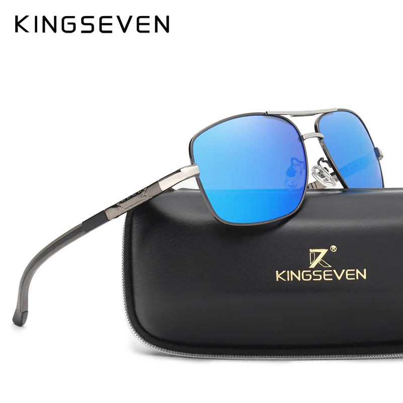 KINGSEVEN, фирменный дизайн, мужские солнцезащитные очки из алюминиево-магниевого сплава, поляризованные зеркальные линзы, мужские очки, солнцезащитные очки для мужчин, gafas