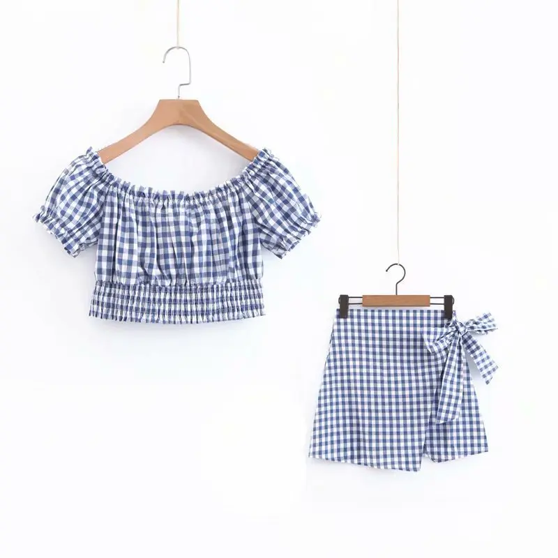 Комплект из 2 предметов с открытыми плечами Летняя женская юбка топ эластичной