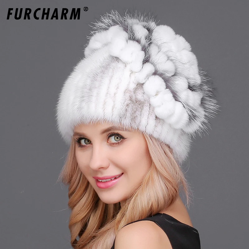 Новинка 2018 шапка из меха норки с роскошным топом кролика Рекс и лисы элегантные