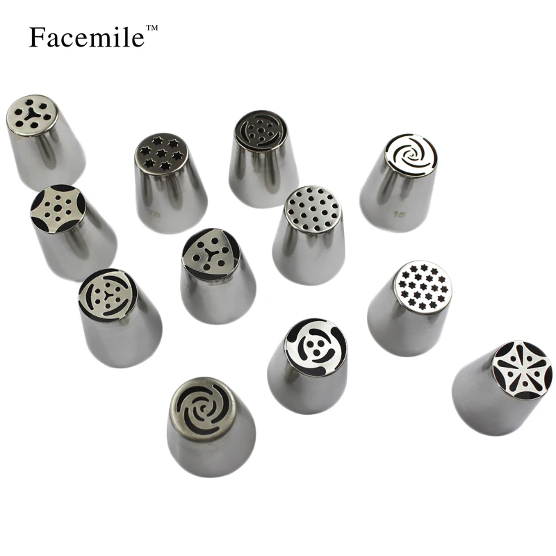 12 шт./компл. большие русские Насадки для украшения тортов инструменты капкейков