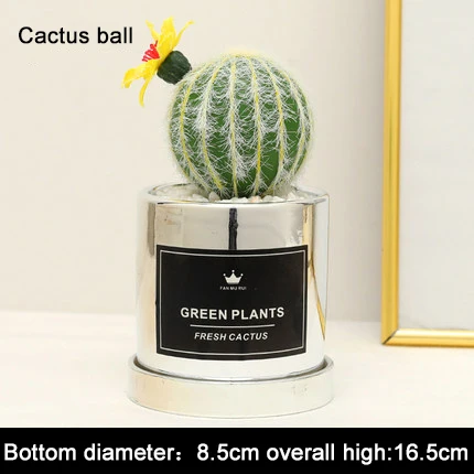 Cactus ball silver Xuanxiaotong большой 3D кактус искусственный; в горшке зеленые растения бонсай для украшение для домашнего балкона Plante Artificielle - Цвет: Cactus ball silver