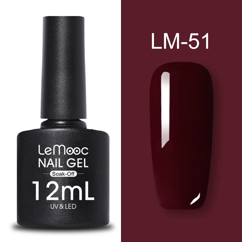 LM-51 LEMOOC, 12 мл, Гель-лак для ногтей, гибридный лак, все для маникюра, блеск для ногтей, верхнее Базовое покрытие, UV Vernis, Полупостоянный лак для ногтей - Цвет: LM-51