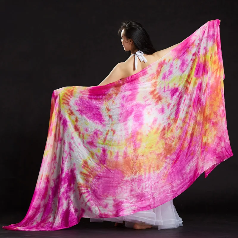 Belly Dance Silk Veils Stage Performance Dancewear Accessories Tie Dye Texture Veil Shawls Women Scarf Costumes 250*110cm
