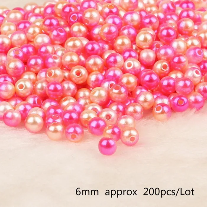 Diameter 6mm 200pcs 50-500 шт./пакет ABS Перл Круглый Диаметр 4/6/8/10 мм отверстие 1 мм пять Цвет DIY производства ювелирных изделий - Цвет: Diameter 6mm 200pcs