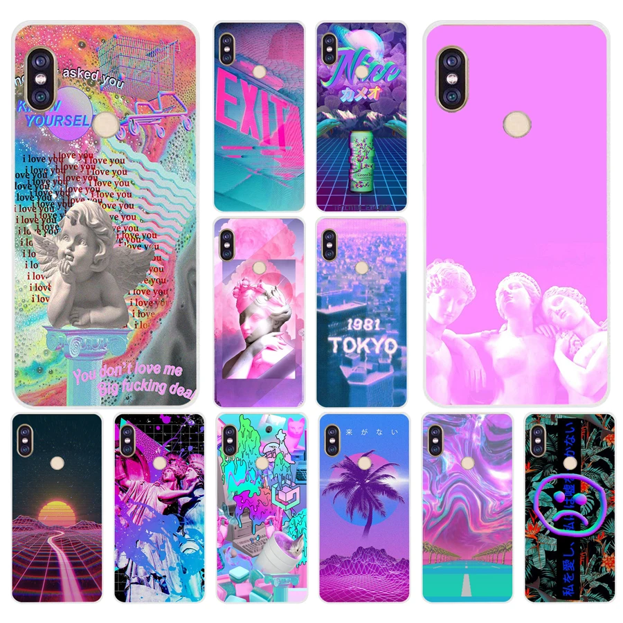 154H Vaporwave эстетичный Мягкий Силиконовый ТПУ чехол для телефона xiaomi redmi 6 pro 5 plus note 4 4x