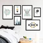 Абстрактная картина в скандинавском стиле с геометрическим рисунком животных, Картина на холсте для домашнего декора стен, рукоделие, художественные постеры без оправы