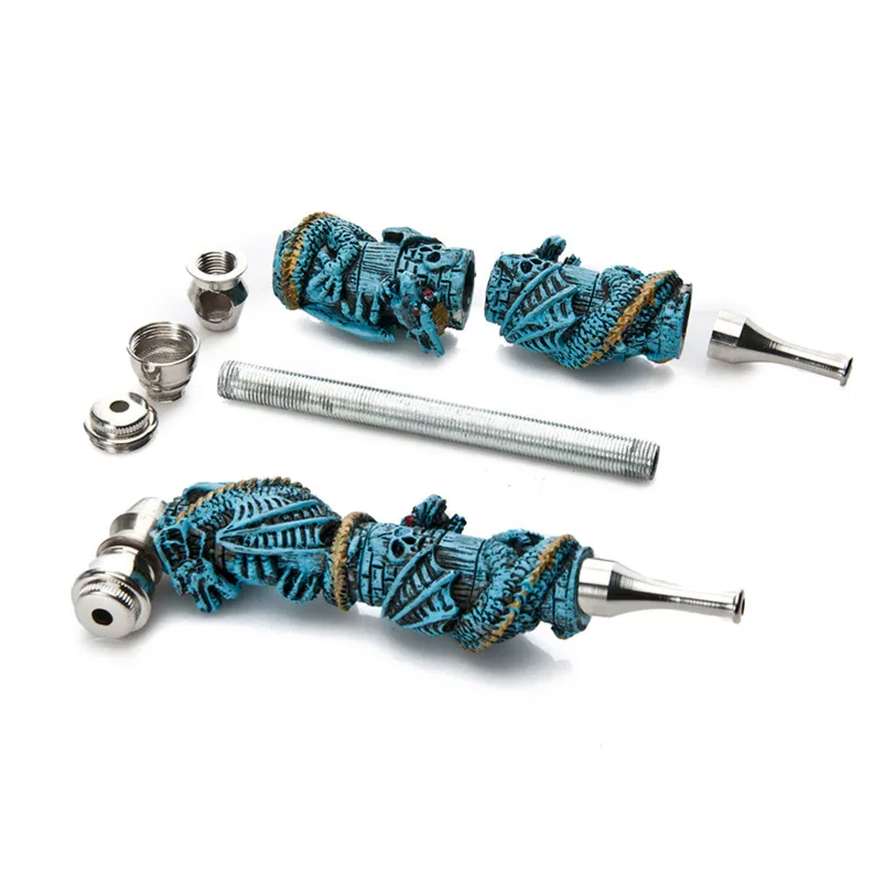 Трубка для табака с синим драконом 1 шт. смола + металлическая трубка курения