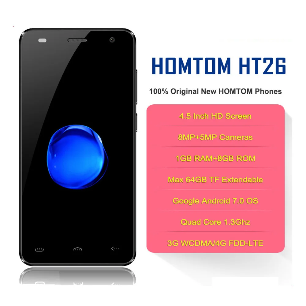 Doogee HOMTOM HT26 4 г мобильный телефон 4.5 дюймов Android 7.0 MTK6737 ядра 1 ГБ Оперативная память 8