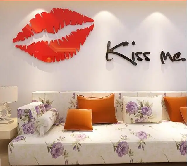 3D наклейка с красными губами Kiss Me, 80x25 см, настенное искусство, домашний декор, плакат, водонепроницаемый акриловый кристалл, трехмерная Настенная Наклейка