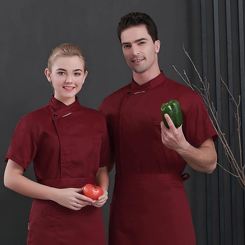 Новая синяя куртка шеф-повара Женская дышащая с коротким рукавом для Униформа