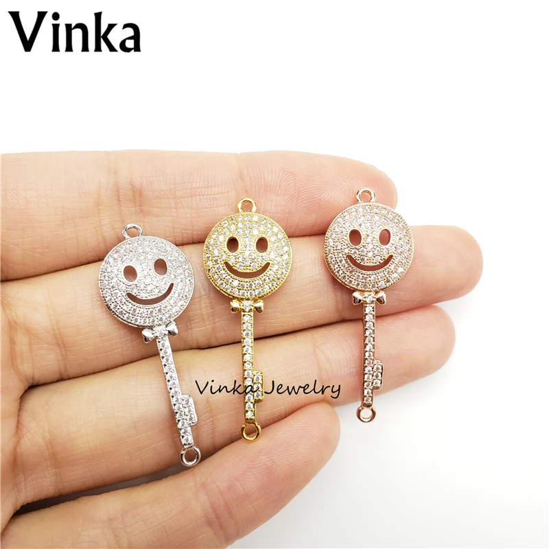 10 шт. модный браслет Anil Arjandas Smile Face Micro Pave White CZ Charm мм &amp 4 медные бусины Briaded Macrame Br |