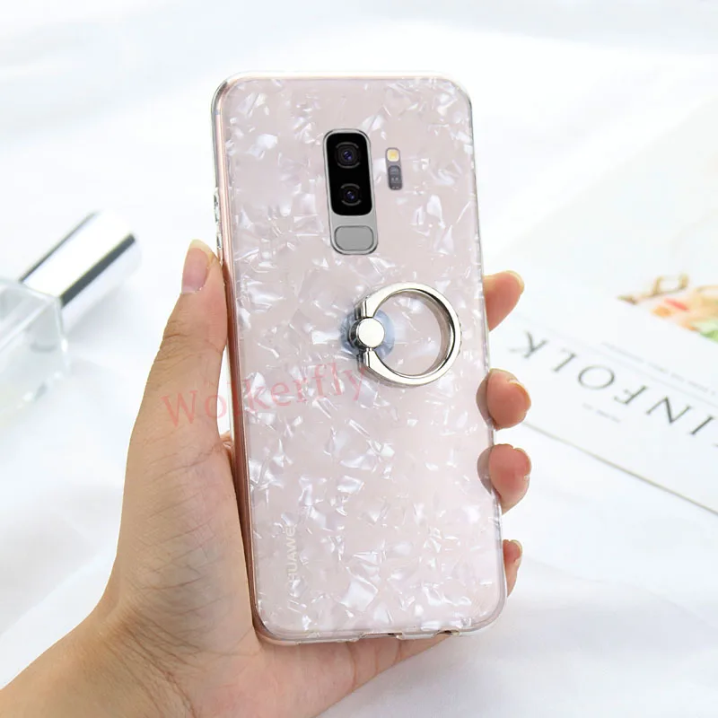White Красочный Блестящий чехол для samsung Galaxy S8 S8Plus S9 S9Plus S7 Edge Note 9 Note 8 J5 J7 J2 премьер-Чехол-держатель с кольцом - Цвет: White