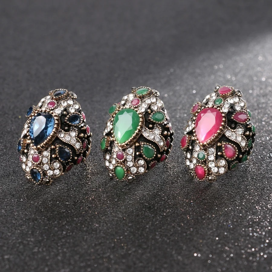 Brand Unique Design Luxury Large Crystal Cocktail Ring For Women Party Jewelry Accessories Finger Turkey Fine | Украшения и