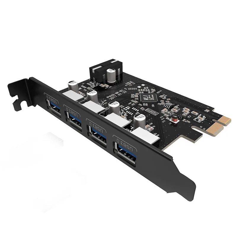 Черный 4 порта USB 3,0 PCI-e Плата расширения PCI express PCIe USB 3,0 концентратор, одновременная обратная совместимость с USB2.0/1,1, PVU3-4P - Цвет: Черный