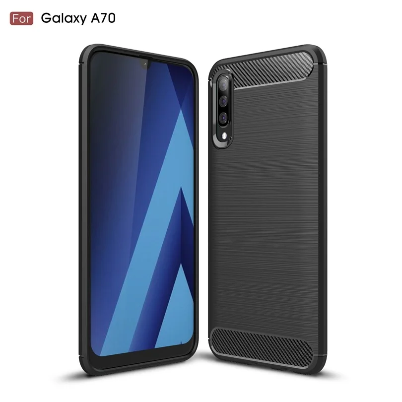 

Чехол для Samsung Galaxy A70 из углеродного волокна противоударный мягкий ТПУ Матовый прочный резиновый чехол для A 70 силиконовый гибридный чехол д...