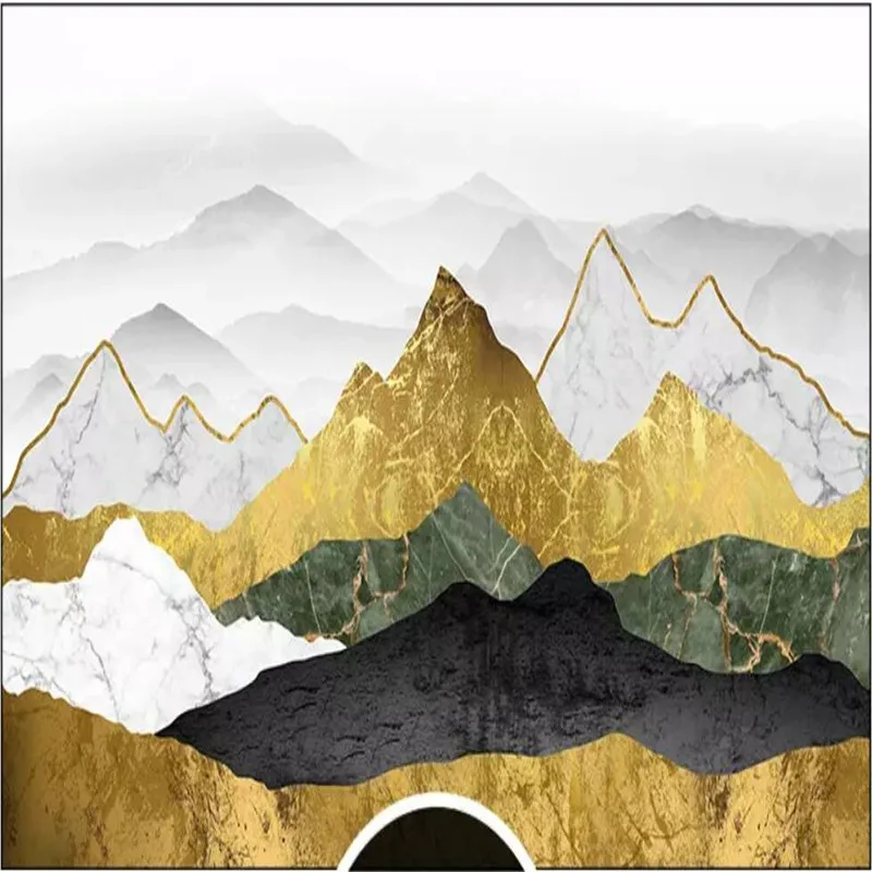 Креативные обои абстрактные золотые чернила пейзаж художественный фон для стены