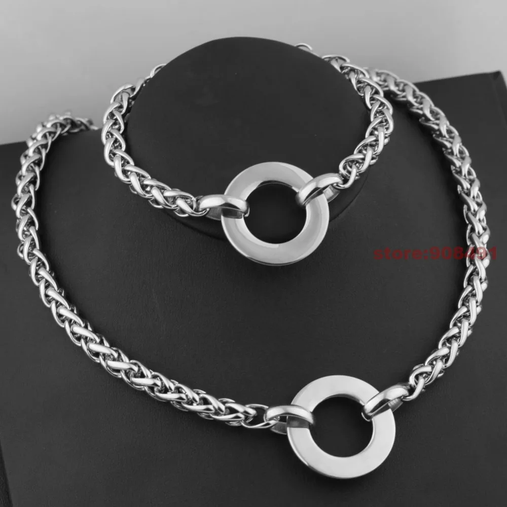 Женские модные украшения подарок серебряная цепь из нержавеющей стали Набор