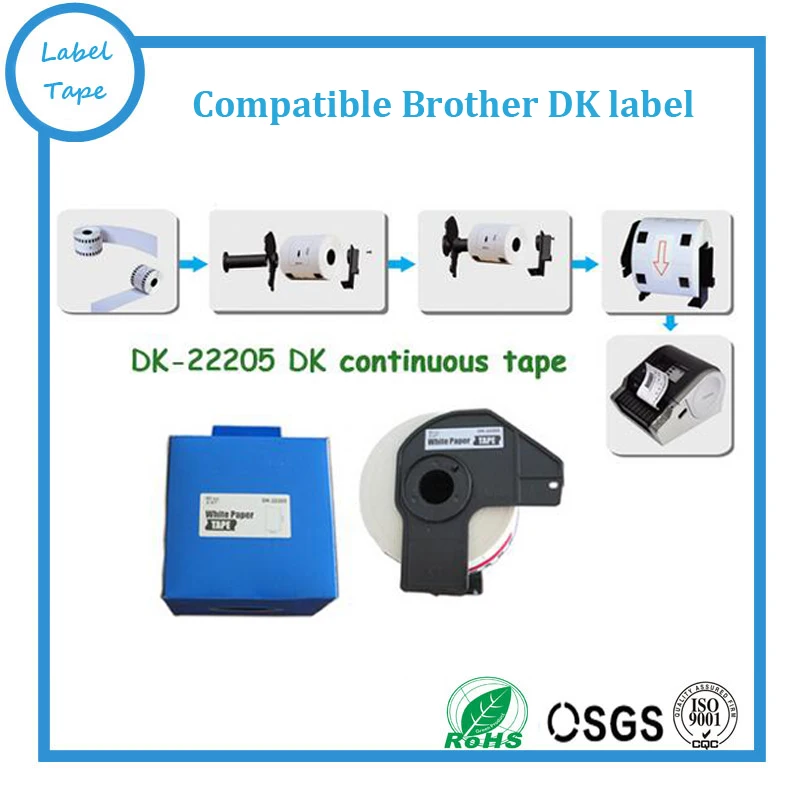3xrolls совместимый DK 22205 этикеткой 62 мм * 30 48 м DK22205 непрерывный брат принтер QL 570