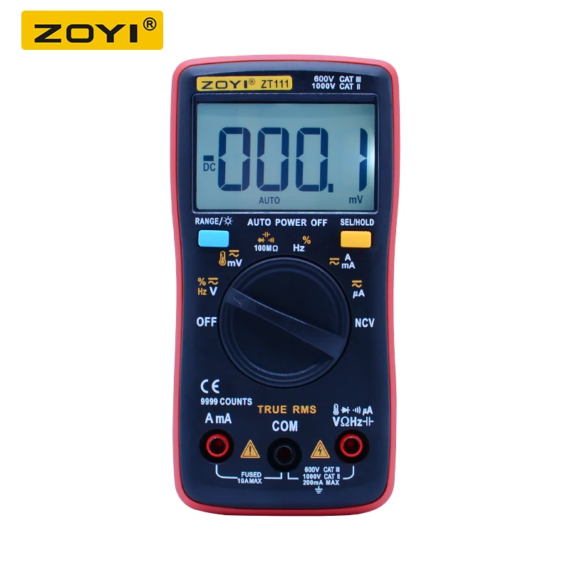 ZOYI ZT111 мини цифровой мультиметр 9999 отсчетов Ом AC/DC Напряжение Амперметр