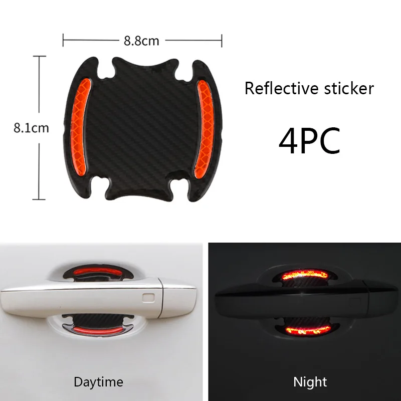 4pcs red bowl Автомобильные наклейки отражающие двери Предупреждение лента 5D Стикеры Авто светоотражающие полосы из углеродного волокна украшение автомобиля двери безопасности Стикеры Товары - Название цвета: 4pcs red bowl