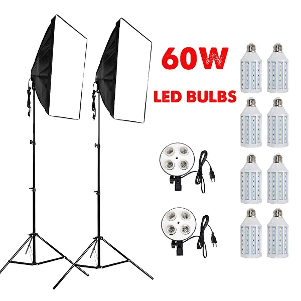 With 8PCS 60W Bulbs ASHANKS холодный белый свет софтбокс Для студийной съемки софт бокс зонт photo equipment of soft studio ce Упаковано хорошо - Цвет: With 8PCS 60W Bulbs