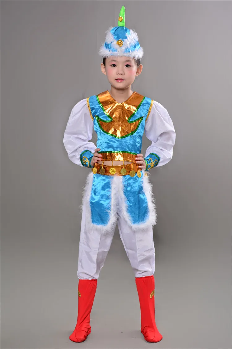 Cantata Mongolia Ethnic Minorities Children Chinese Dance Performanc Costume Traditional Folk Dancing Clothes for Boys Girls |