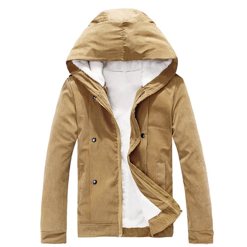 

Хит продаж, стильные мужские зимние вельветовые куртки, пальто, зимняя утепленная одежда с хлопковой подкладкой, молодежная флисовая куртка с капюшоном, хаки, парки