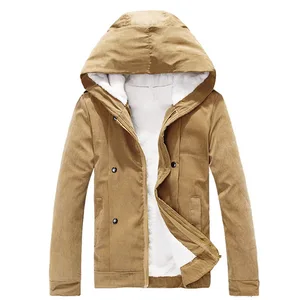 Хит продаж, стильные мужские зимние вельветовые куртки, пальто, зимняя утепленная одежда с хлопковой подкладкой, молодежная флисовая куртка с капюшоном, хаки, парки