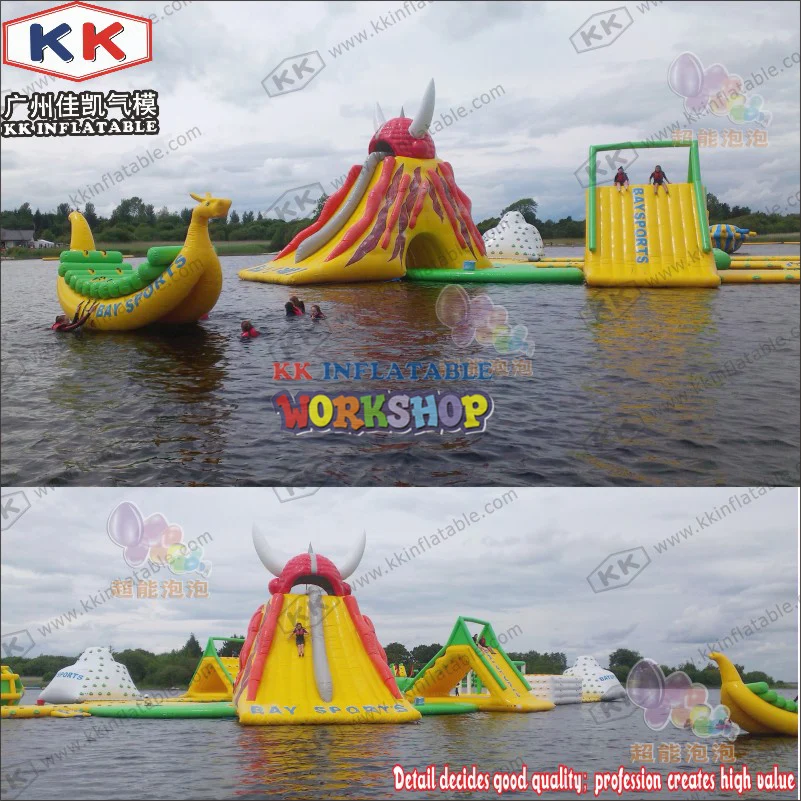 Beste Groen Geel Rood Opblaasbare Water Park Drijvende Lucht Opblaasbare Water Eiland
