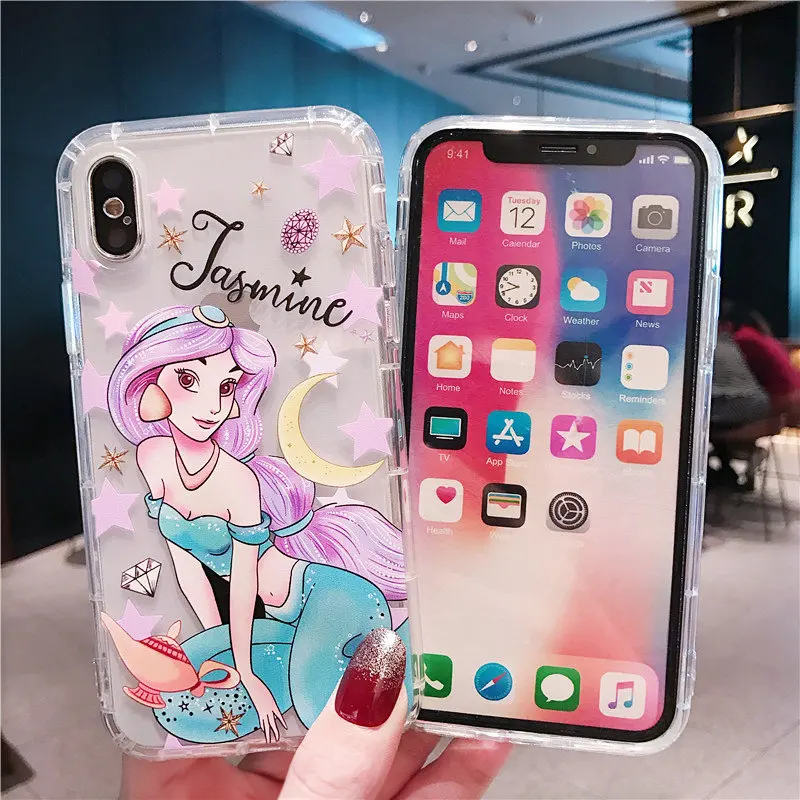 Прозрачный мягкий чехол принцессы Ариэль для iphone 6 7 8 plus X XS XR XSMAX милый на заднюю