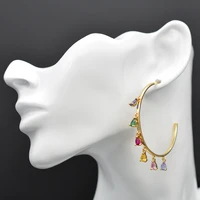 high quality 925 sterling silver rainbow colored drop shaped zirconia earrings are perfect for prom ladies