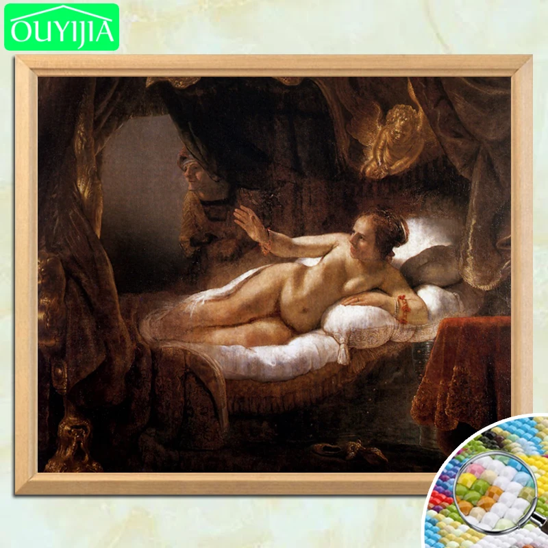 Алмазная картина Rembrandt Danae 5D сделай сам полноразмерная вышивка мозаика для