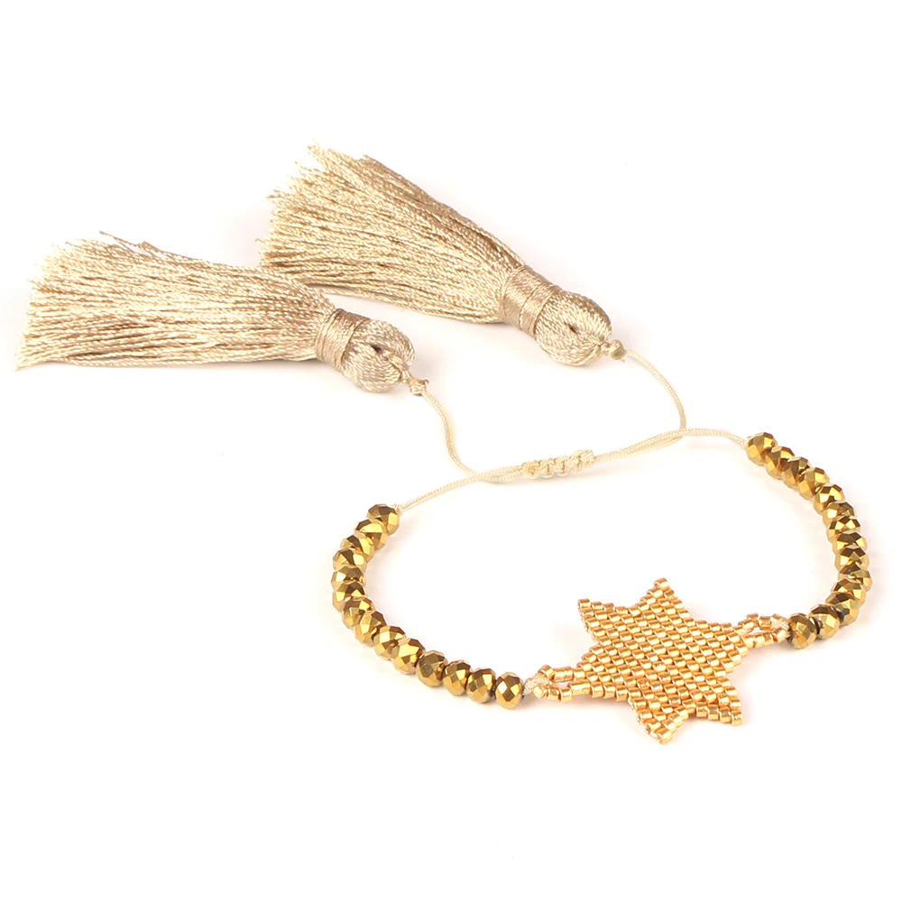 Go2boho дропшиппинг MIYUKI браслет Pulseras Mujer Moda Золотая Звезда Плетенный браслет для женщин кисточкой Delica бисер ювелирные изделия