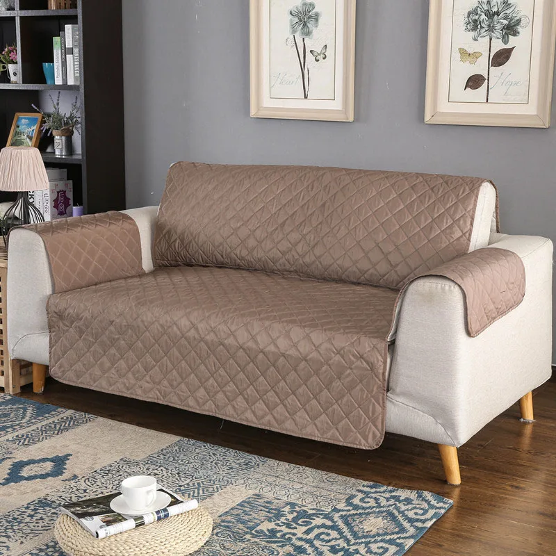 Waterproof Quilted Sofa Covers for Dogs Pets Kids Recliner Armchair Couch Slipcover Furniture Protector Anti Slip - Color: Chocolate