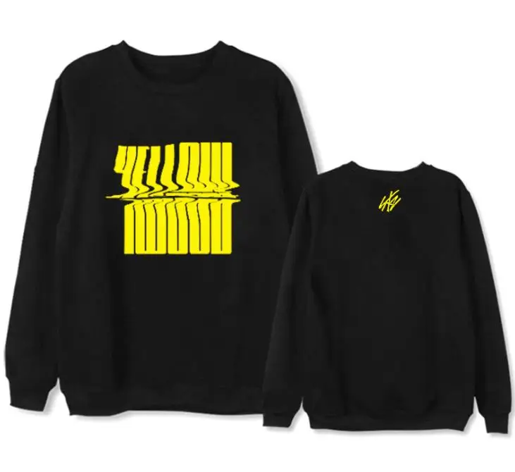 thin Kpop straykids stray kids yellow wood album same printing o neck hoodies unisex fleece/thin pullover loose sweatshirt - Цвет: thin