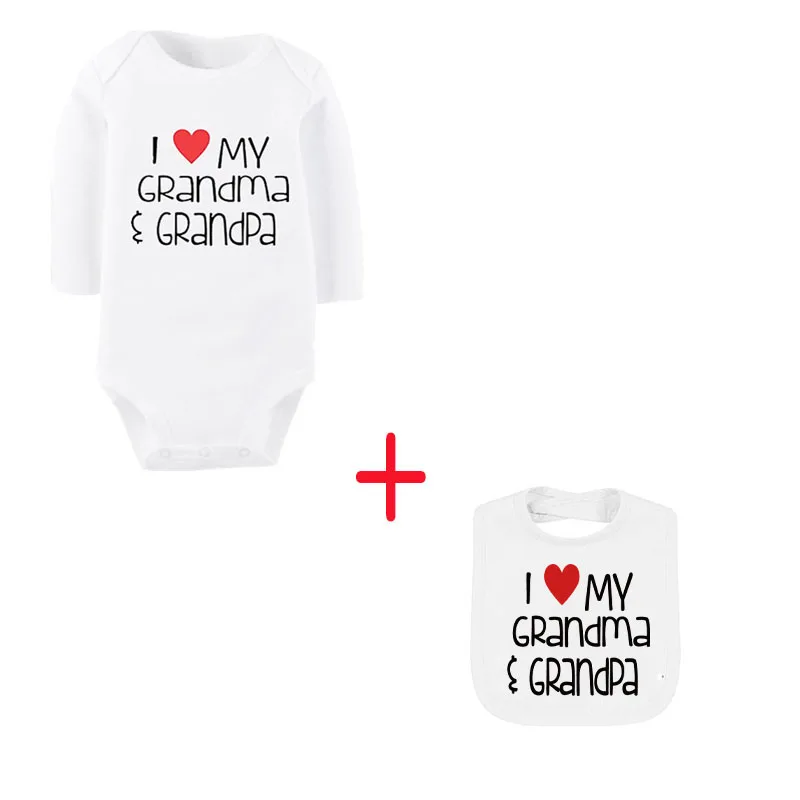 Culbutomind я со словами "Love grandma" Дедушка печати белый хлопок с длинным рукавом забавные унисекс Детский комбинезон baby Shower подарок