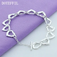 doteffil 925 sterling silver full heart chain bracelet for woman charm wedding engagement party fashion jewelry