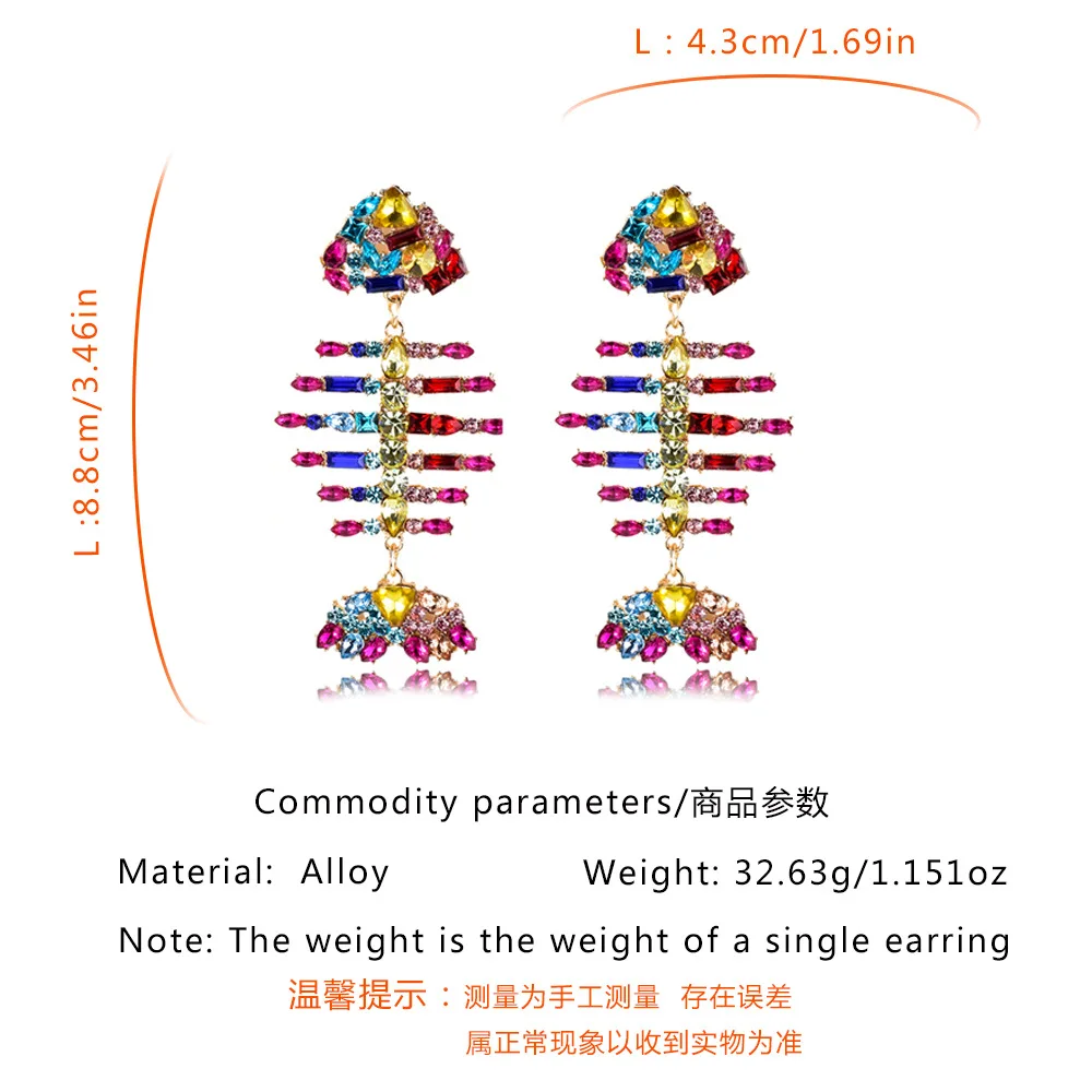 

Fashion Combined Studded Earrings With Stylish Exaggerated Hollowed-out Fishbone Ear Studs
