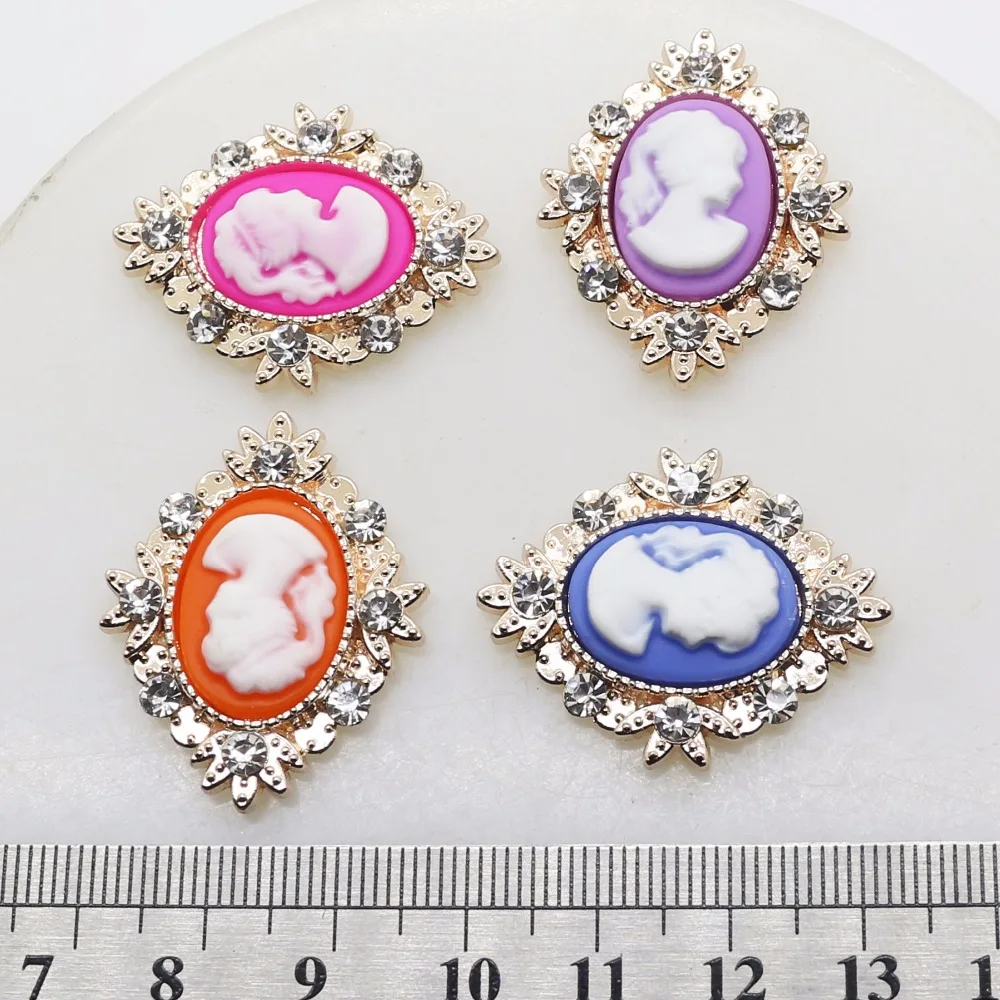 

YWXINXI Charms The New 10Pcs 26*32mm Oval Alloy DIY rhinestones pedestal Wedding caps decoration accessories free delivery mix