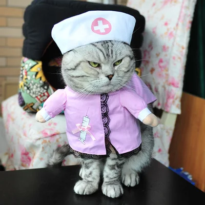 Nurse Забавная одежда для кошек, сексуальный костюм медсестры, костюм для кошек, классный костюм на Рождество, Хэллоуин, одежда для домашних животных, костюм для кошек, XS-2XL, 27S1 - Цвет: Nurse