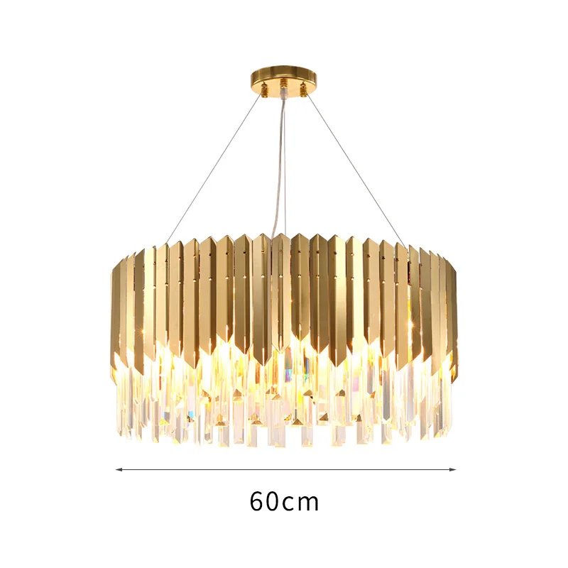 dia 60cm gold Маленький круглый золотой Хрустальный светодиодный Современный Люстра-светильник ing для кухни, столовой, спальни, прикроватный светильник, роскошные подвесные лампы k9 - Цвет абажура: dia 60cm gold
