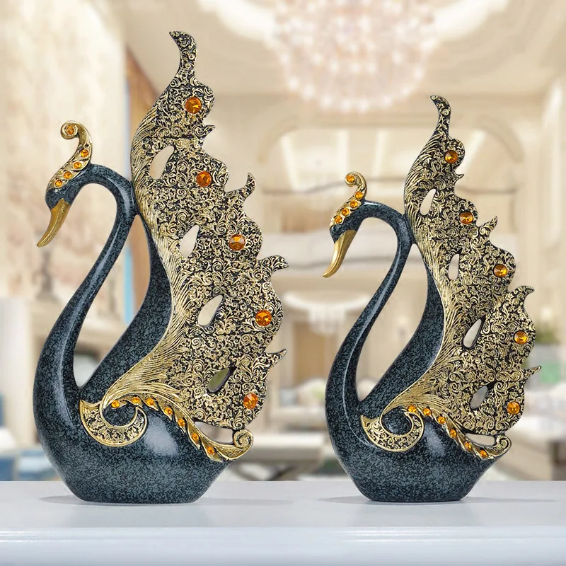 Европейский орнамент из смолы в виде лебедя для пары украшение дома подарок на