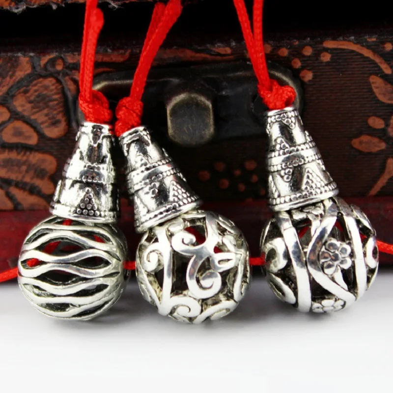 15 мм 10 компллот ./тибетский серебристый Круглый полый с головой Будды бусинами