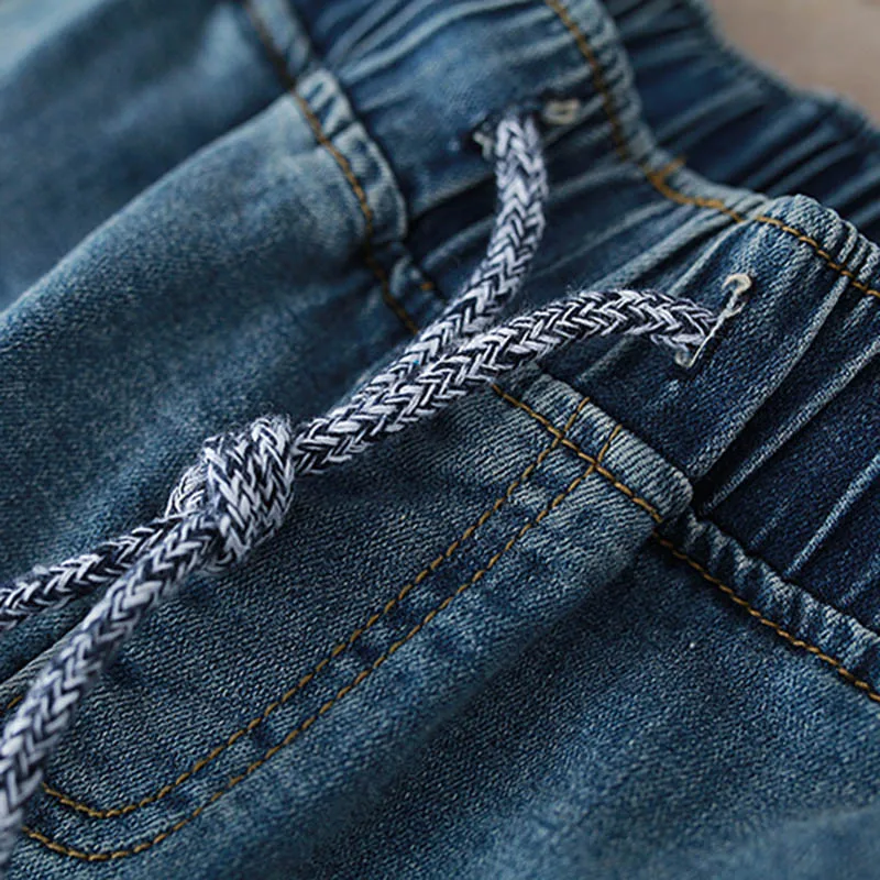 Женские джинсы THHONE женские шаровары с эластичным поясом Стрейчевые брюки